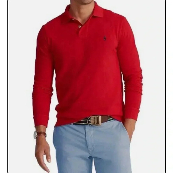 Polo Ralph Lauren Other - Mens Polo Ralph  Lauren Classic Fit Long Sleeve Red Mesh Polo Shirt